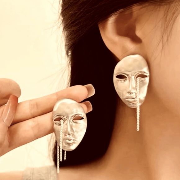 “Phantom of Opera” Silver Theatre Masquerade War Mask Sons of Harpy Tragedy Stud - Picture 4 of 16